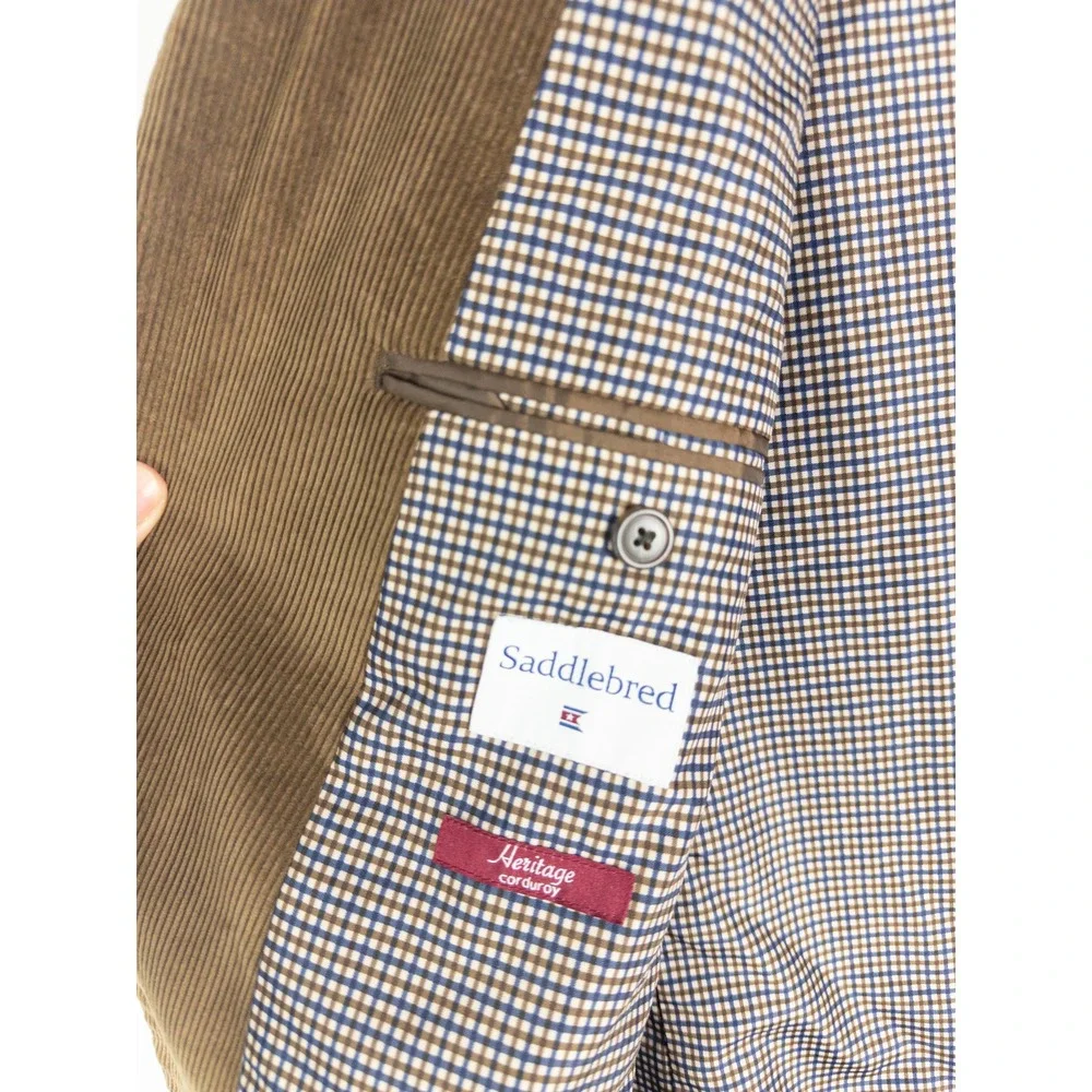 Saddlebred Heritage Corduroy Blazer Sport Coat Mens 46L Brown Dark Academia Prep